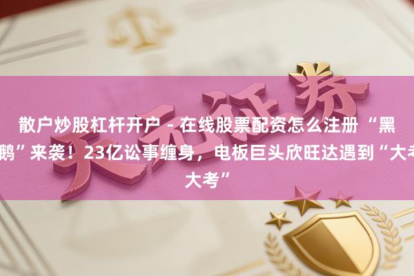 散户炒股杠杆开户 - 在线股票配资怎么注册 “黑天鹅”来袭！23亿讼事缠身，电板巨头欣旺达遇到“大考”