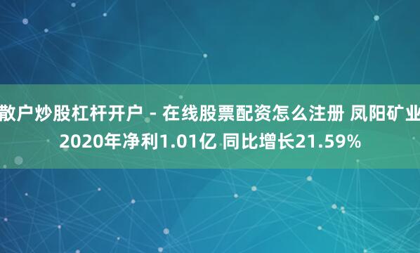 散户炒股杠杆开户 - 在线股票配资怎么注册 凤阳矿业2020年净利1.01亿 同比增长21.59%