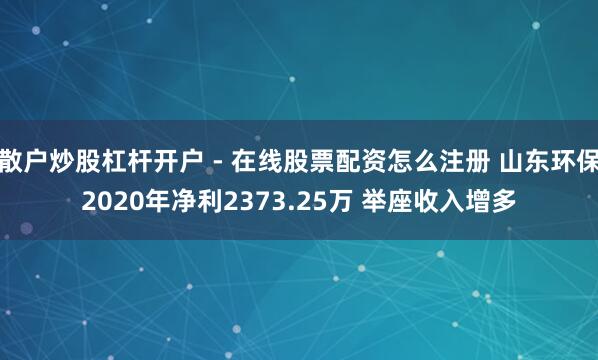 散户炒股杠杆开户 - 在线股票配资怎么注册 山东环保2020年净利2373.25万 举座收入增多