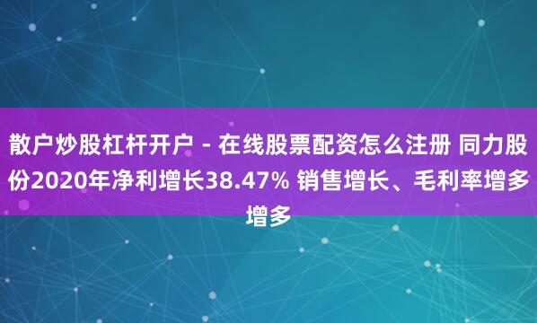 散户炒股杠杆开户 - 在线股票配资怎么注册 同力股份2020年净利增长38.47% 销售增长、毛利率增多