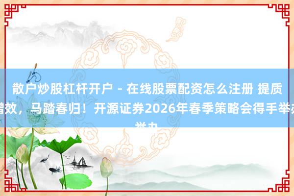 散户炒股杠杆开户 - 在线股票配资怎么注册 提质增效，马踏春归！开源证券2026年春季策略会得手举办
