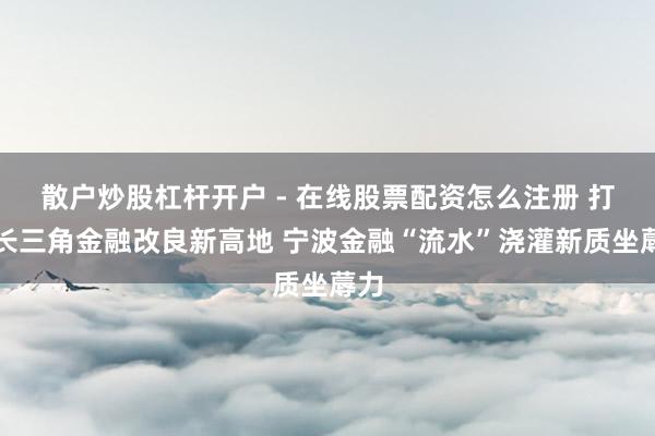 散户炒股杠杆开户 - 在线股票配资怎么注册 打造长三角金融改良新高地 宁波金融“流水”浇灌新质坐蓐力